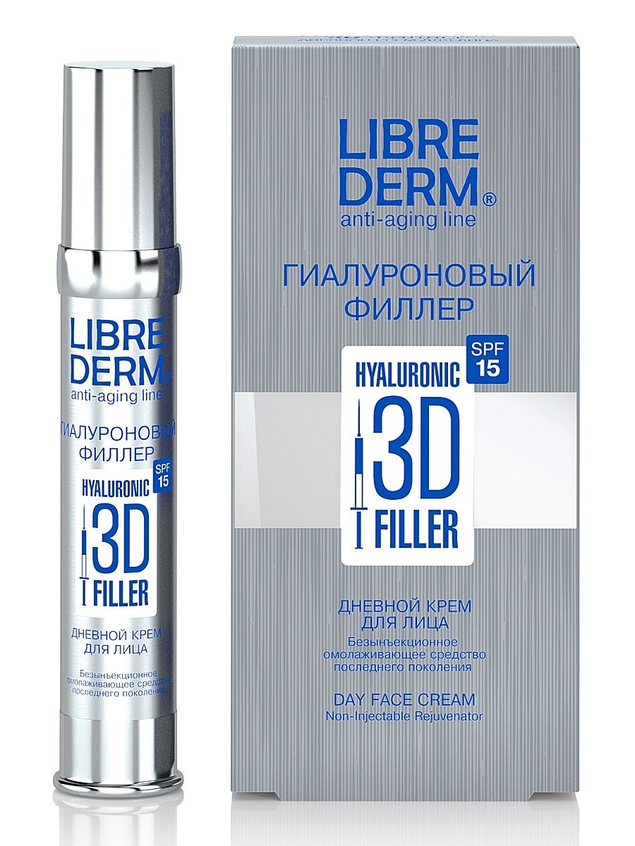 фото упаковки Librederm 3D Гиалуроновый филлер Дневной крем для лица SPF 15
